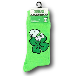 3/$20 Peanuts Snoopy & Shamrocks Funny Novelty Crew Socks - NWT